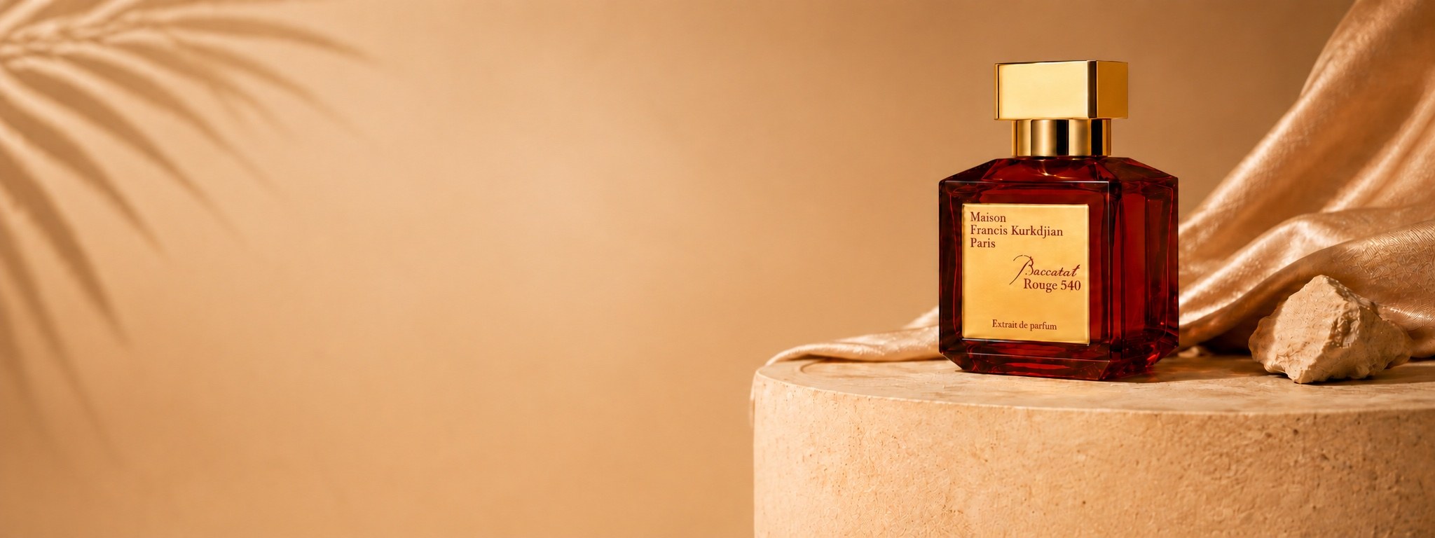 Maison Francis Kurkdjian Baccarat Rouge 540 on a stone pedestal